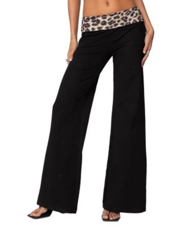 アディクテッド レディース ボトムス カジュアルパンツ Edikted Leopard Fold Over Pants Leopard アニマル