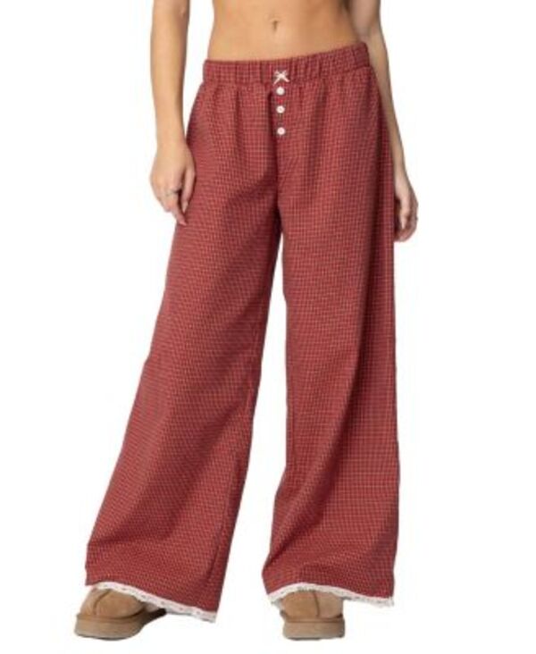 アディクテッド レディース ボトムス 心地好いズボン下 Ediktedakota Plaid Pants Red 赤いこと