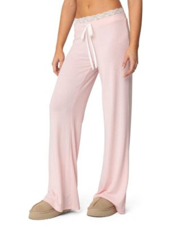 アディクテッド レディース ボトムス 心地好いズボン下 スピード競技 Edikted Peekaboo Lace Pants Pink サクラ色