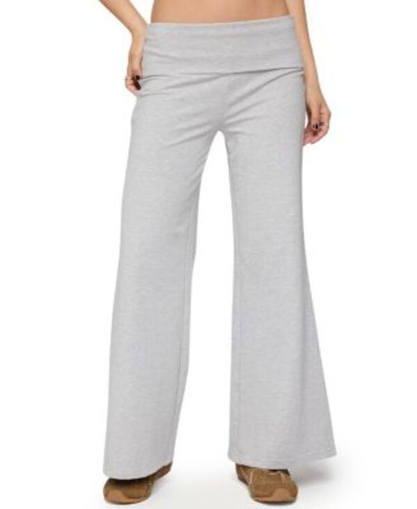 アディクテッド レディース ボトムス 心地好いズボン下 ワイドレッグ プチ Edikted Petite Wide Leg Fold Over Pants Light-Gray-Melange 薄墨色