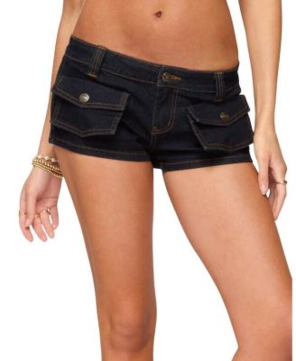 アディクテッド レディース ボトムス ハーフパンツ・ショーツ ショートパンツ デニム Edikted Cavella Stretchy Denimicro Shorts Black ブラック|ReVida 店