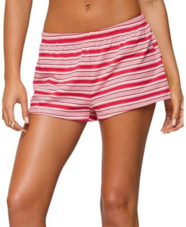 アディクテッド レディース ボトムス ハーフパンツ・ショーツ ショートパンツ Edikted Glennon Striped Shorts Red and White ホワイト