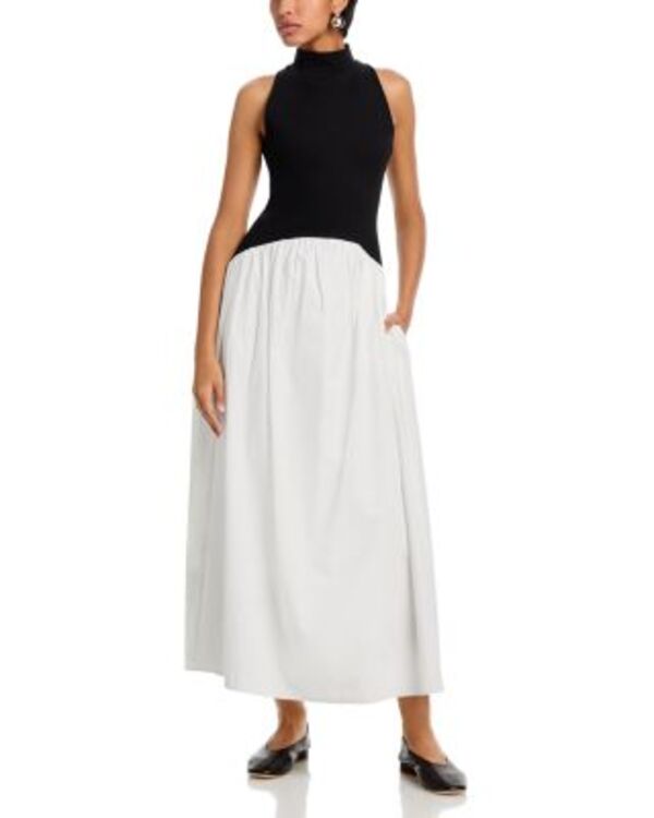 フレンチコネクション レディース トップス ワンピース マキシ FRENCH CONNECTION Ponte Mixed Media Maxi Dress Black/Summer White ホワイト|ReVida 店