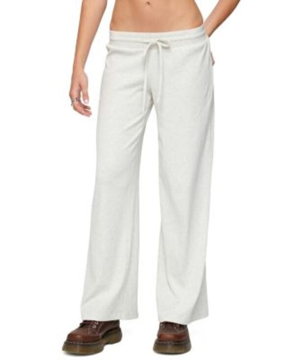 アディクテッド レディース ボトムス カジュアルパンツ ストレート リブ Edikted Cicilia Straight Leg Ribbed Pants Gray Melange グレー|ReVida 店