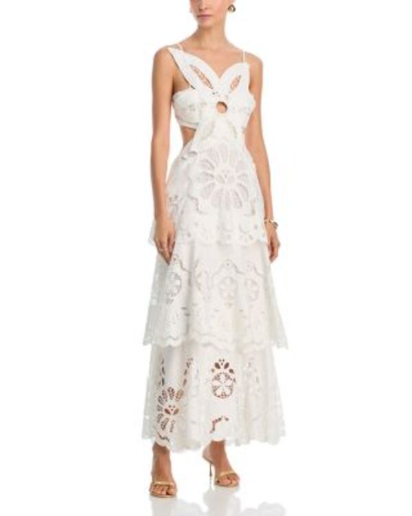 耕園 レディース トップス 衣装 御花柄 マキシ 御花 FARM Rio White Floral Richelieu Eyelet Maxi Dress White 白いこと