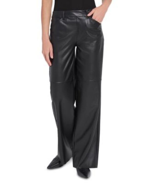 リス レディース ボトムス カジュアルパンツ ワイドレッグ レザー フェイクレザー Lyss Azara Wide Leg Faux Leather Pants Black ブラック｜ReVida 店