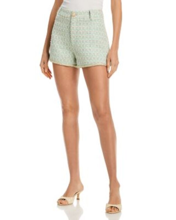 アクア レディース ボトムス ハーフパンツ・ショーツイード ショートパンツ AQUA Tweed Braided Hem Shorts - Exclusive Mint ミント 15,606円