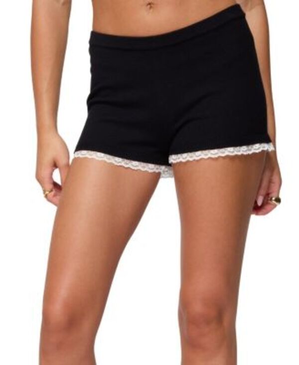 アディクテッド レディース ボトムス ハーフパンツ・ショーツ ショートパンツ レース ニット Edikted Sansa Lacey Knit Micro Shorts Black ブラック