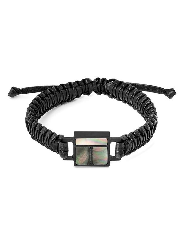 タテオシアン メンズ 腕輪 バングル アンクレット アクセサリ Wrapped Leather Logo Bracelet Black Mop 送料無料 号差し替え無料 タテオシアン メンズ アクセサリー ブレスレット バングル アンクレット Black Mop Pasadenasportsnow Com