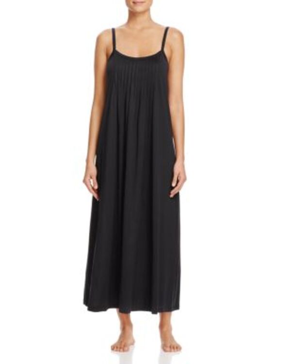 ハンロ レディース アンダー御召しもの ナイト爵御召しもの 筋目 Hanro Juliet Pleated Long Spaghetti Gown Black 黒いこと
