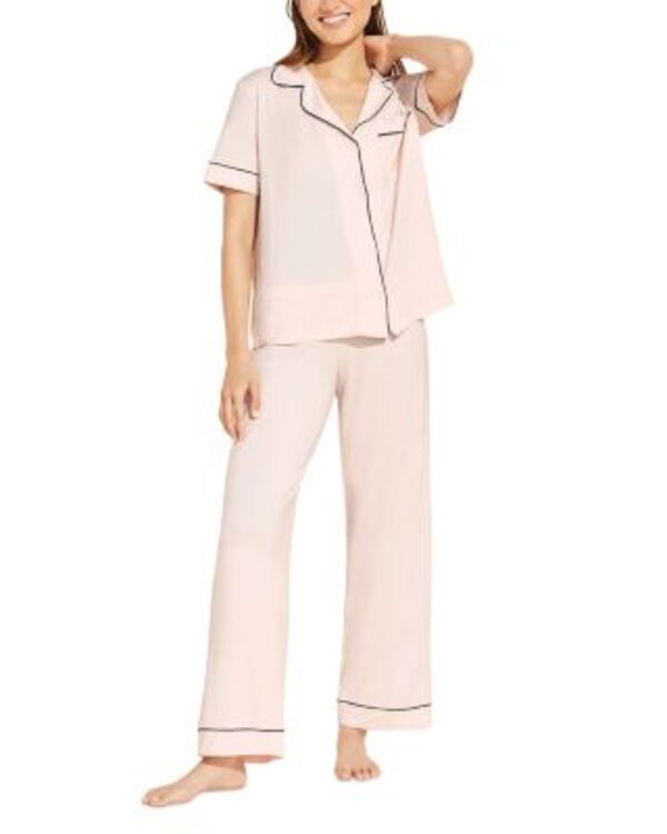 エバージェイ レディース アンダーウェア ナイトウェア Eberjey Gisele Short Sleeve Long Pant Pajama Set Navy/Ivory アイボリー