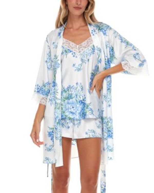 フローラニクルーズ レディース アンダー御召しもの ナイト爵御召しもの 繻子 Flora Nikrooz Sabrina Satin Robe \u0026 Pajama Travel Set Ivory 象牙色