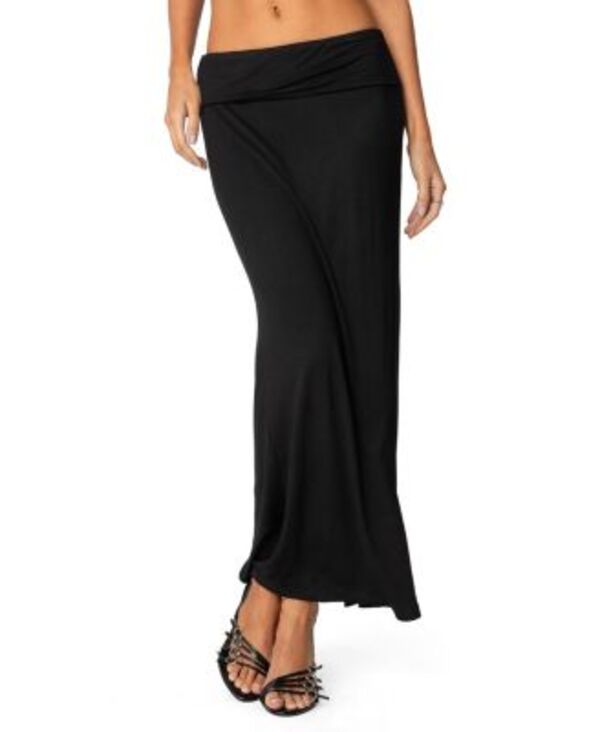 アディクテッド レディース ボトムスカート マキシ Edikted Johanna Fold Over Maxi Skirt Black ブラック