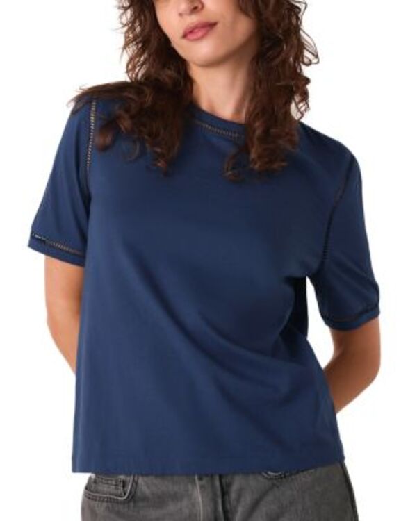 ホイッスルズ レディース トップス プルオーバー Whistles Openwork Trim Tee Navy 米国海軍