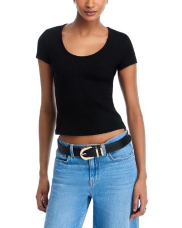 ラジャンス レディース トップス Tシャツ L'AGENCE Brynlee Short Sleeve Scoop Neck Tee Black ブラック