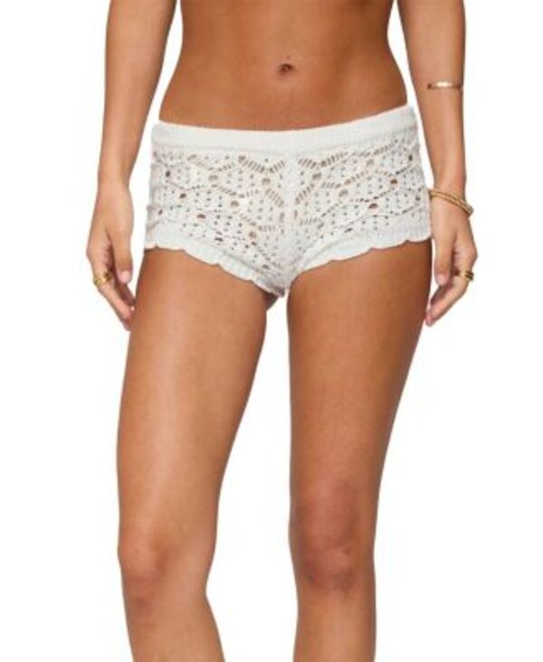 アディクテッド レディース ボトムス ハーフパンツ・ショーツ ショートパンツ ニット Edikted Elisa Open Knit Shorts Cream クリーム