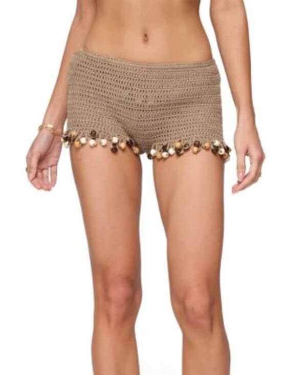 アディクテッド レディース ボトムス 二分の一ズボン下・さる股引き 遊撃手ズボン下 Edikted Kairi Bead Crochet Shorts Olive オリーブ