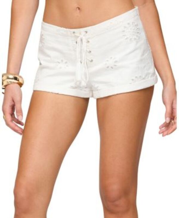 アディクテッド レディース ボトムス 二分の一ズボン下・さる股引き 遊撃手ズボン下 Edikted Trisha Tassleyelet Shorts White 白いこと