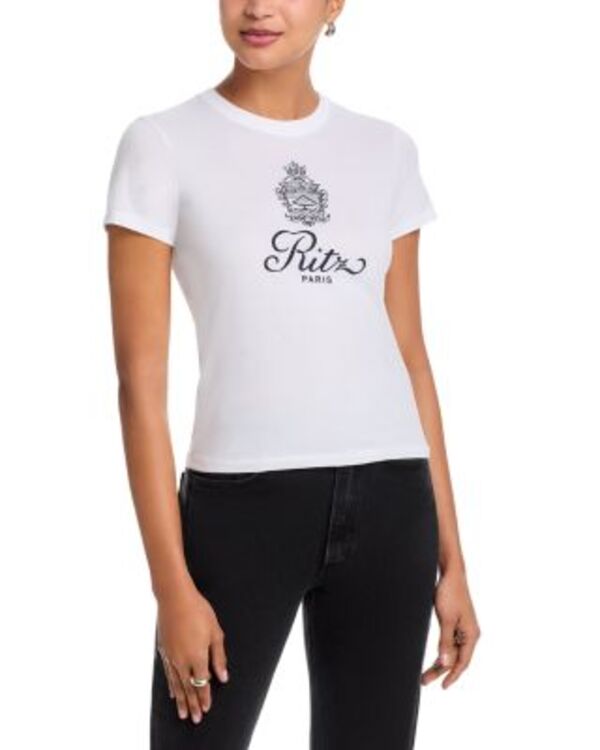 フレーム レディース トップス Tシャツ グラフィック FRAME Ritz Graphic Baby Tee White ホワイト