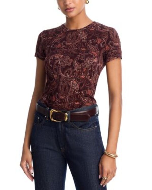 ラジャンス レディース トップス Tシャツ プリント L'AGENCE Ressi Etched Paisley Printee Brown Etched Paisley ブラウン