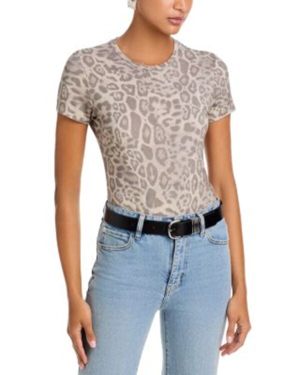 ラジャンス レディース トップス Tシャツ クルーネック プリント L'AGENCE Ressi Leopard Print Crewneck Tee Grey Multi Patch Leopard グレー