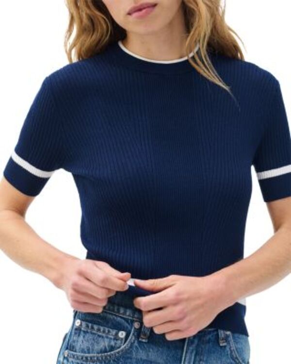 ラグアンドボーン レディース トップス Tシャツ rag & bone Kassy Rib Short Sleeve Tee Navy ネイビー