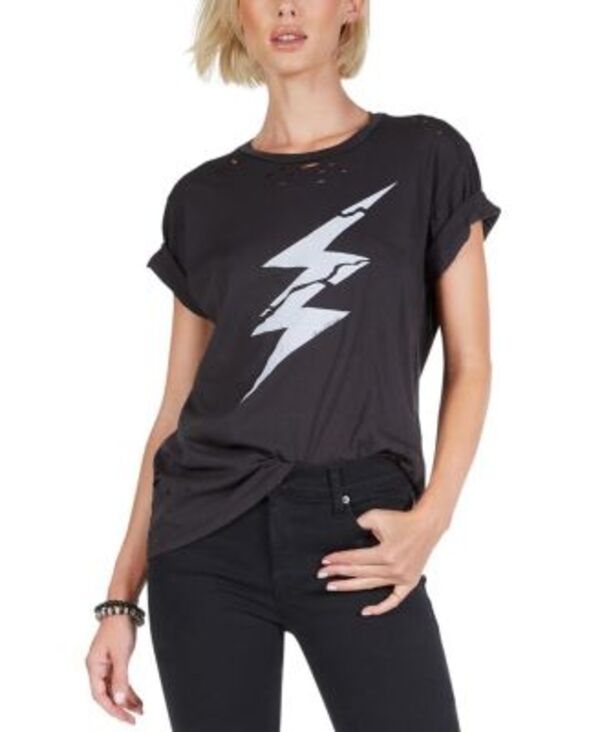 ローレンモシ レディース トップス Tシャツ LAUREN MOSHI Wolf Cracked Lightning Boltee Onyx