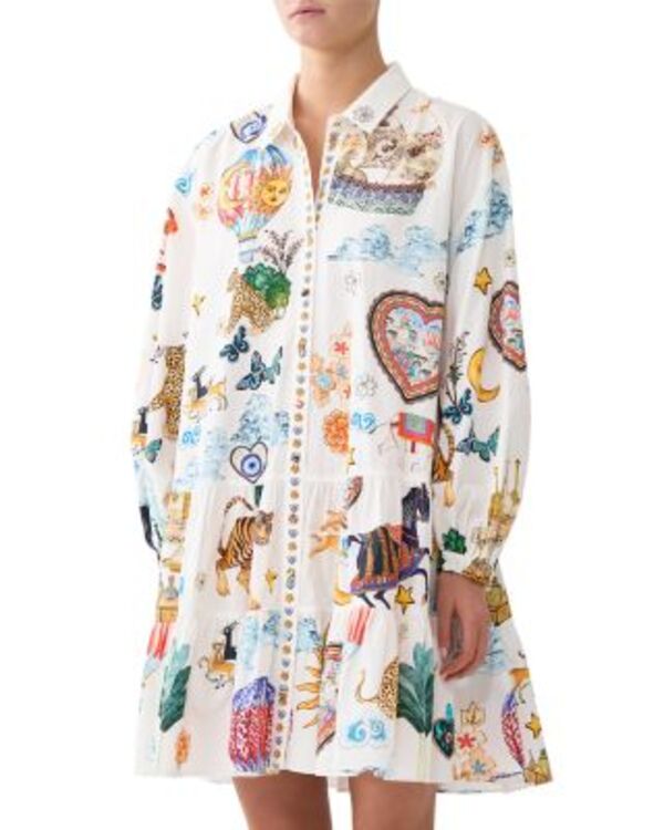 キャミラ レディース トップス 衣裳 ティアード 刷り上げる Camilla Printed Long Sleeve Tieredress Kapadokya Kitsch レディースファッション-ワンピース