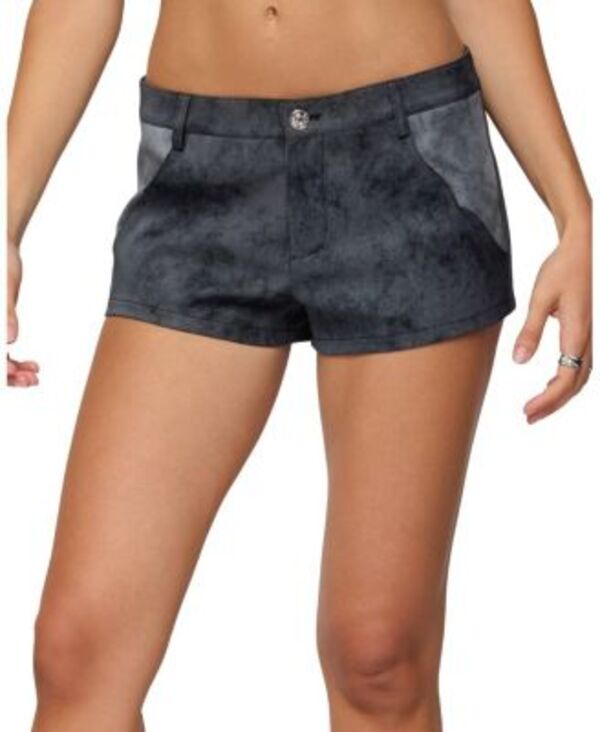アディクテッド レディース ボトムス ハーフパンツ・ショーツ ショートパンツ スエード コントラスト Edikted Rhiley Contrast Faux Suede Micro Shorts Dark-Gray グレー｜ReVida 店