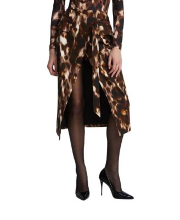 ビーシービージーマックスアズリア レディース ボトムスカート ミディ BCBGMAXAZRIA Overlap Midi Skirt Leopardesert Palm Print アニマル