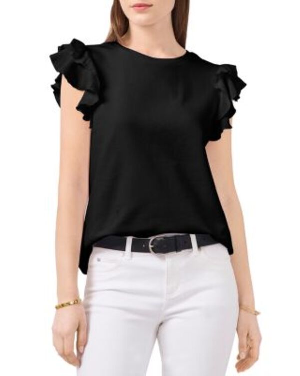 ヴィンスカムート レディース トップス Tシャツ ティアード フリル VINCE CAMUTO Tiered Ruffle Sleeve Tee Ultra White ホワイト