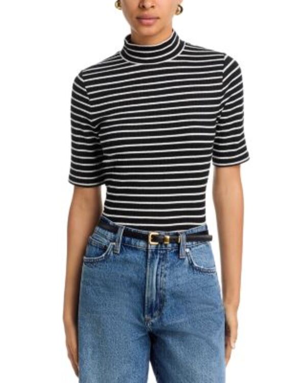 ラグアンドボーン レディース トップス Tシャツ タートルネック リブ ニット rag & bone The Knit Ribbed Turtleneck Tee Black Multi ブラック