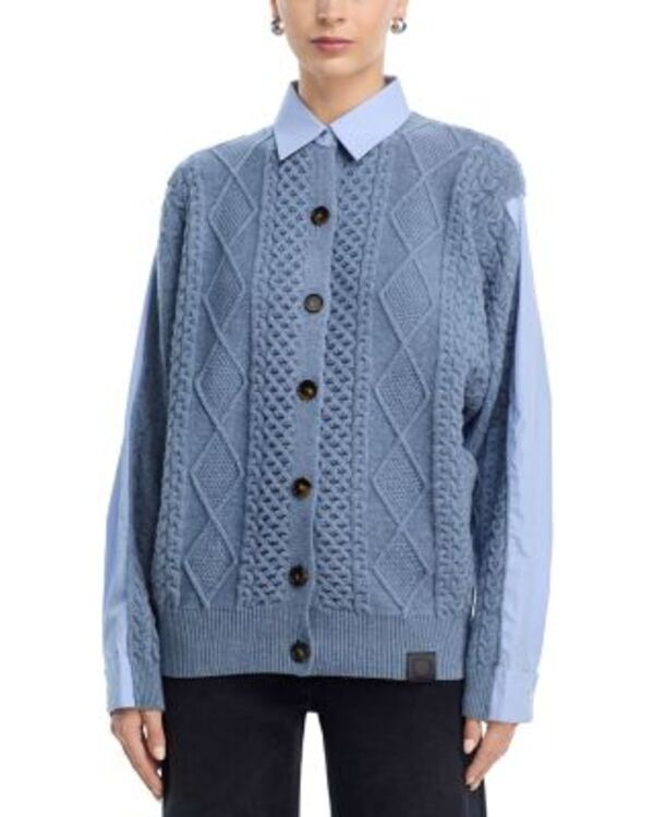 ステラマッカートニー レディース アウター ジレー プルオーバー Stella McCartney Mixed-Media Cardigan Sweater Blue/Grey 薄墨色