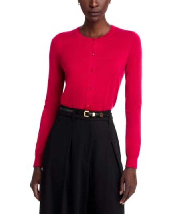 キャロライナヘレラ レディース アウター カーディガン クルーネック Carolina Herrera Long Sleeve Crewneck Cardigan Claret｜ReVida 店