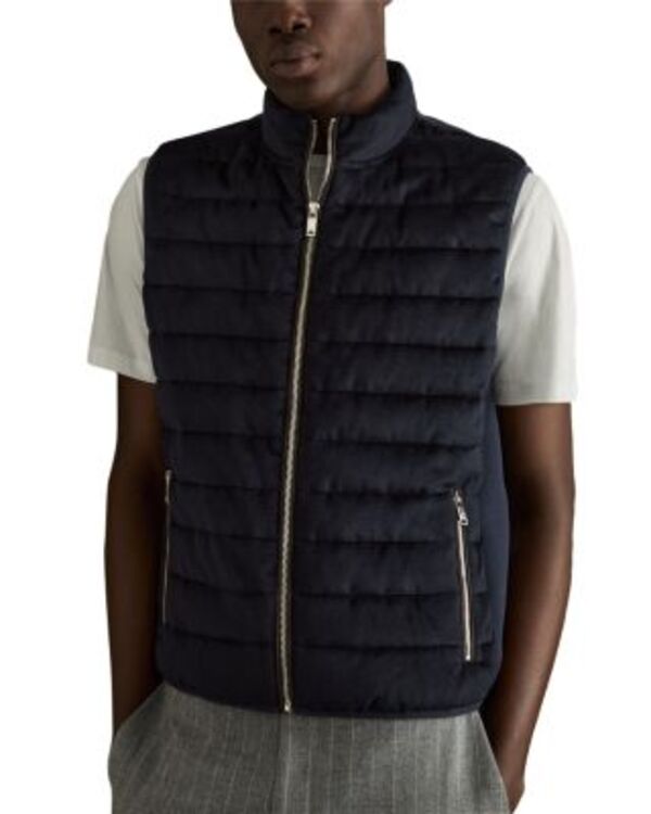 レイス メンズ アウター ベスト キルティング REISS Field Brushed Quilted Vest Navy ネイビー
