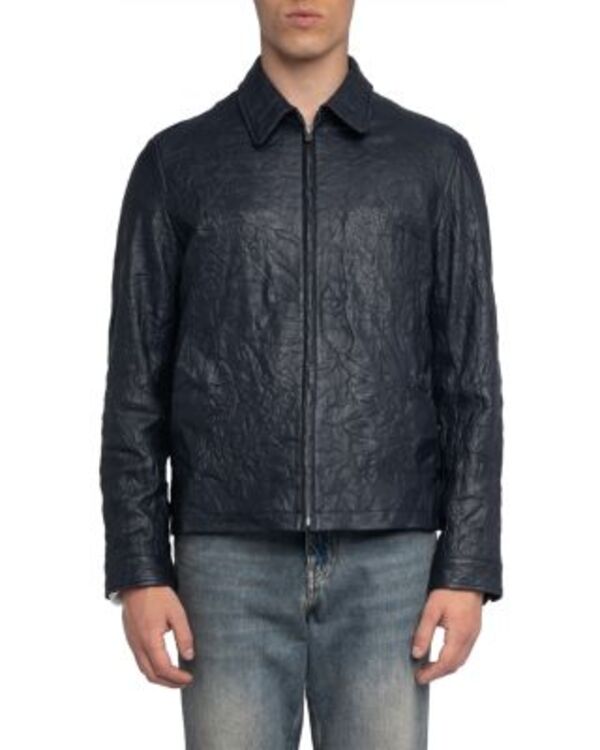 ザディグ エ ヴォルテール メンズ アウター ジャケット・ブルゾン レザー Zadig & Voltaire Loumy Crinkleather Jacket Encre｜ReVida 店