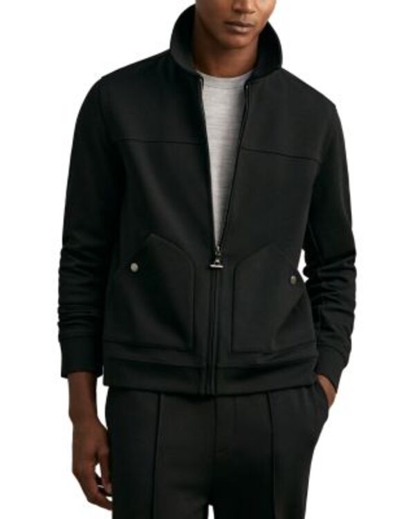 レイス メンズ トップス シャツ フルジップ REISS Newland Interlock Zip Through Overshirt Black ブラック