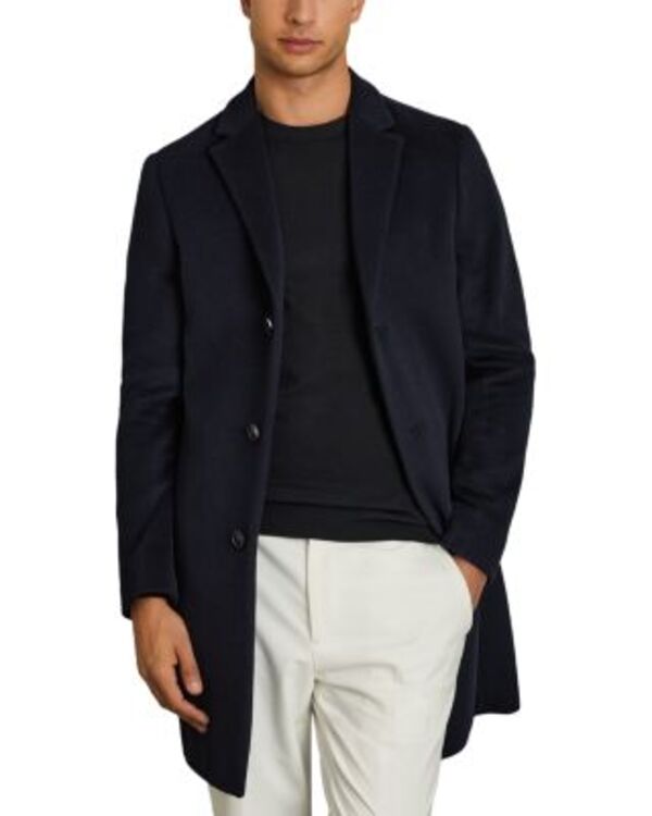 レイス メンズ アウター コート ウール REISS Gable Long Sleeved Single Breasted Wool Blend Overcoat Navy ネイビー