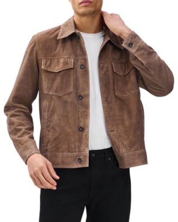 ラグアンドボーン メンズ アウター 上衣・上衣 スエードクロス rag \u0026 bone Suede Trucker Jacket Light Brown 赤銅色