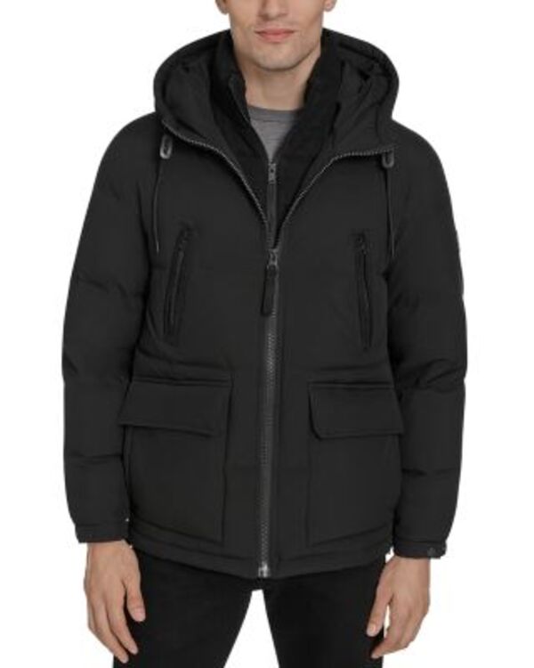 アンドリューマーク メンズ アウター ジャケット・ブルゾン Andrew Marc Marlton Hybrid Puffer Jacket Black ブラック｜ReVida 店
