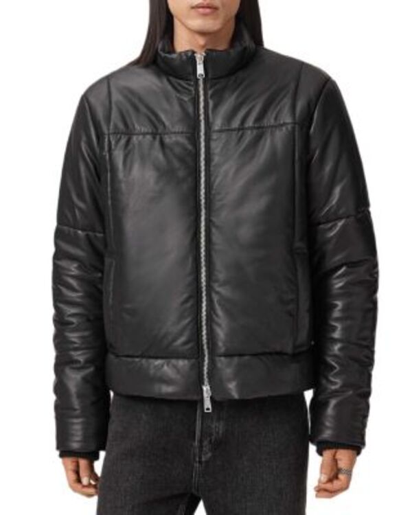 オールセインツ メンズ アウター ジャケット・ブルゾン レザー ALLSAINTS Furse Leather Puffer Jacket Black ブラック