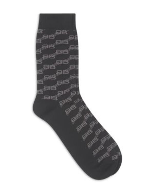 バレンシアガ メンズ アンダー御召しもの ソックス Balenciaga Men\u0027s BB Monogram Socks Black/Gray 黒いこと