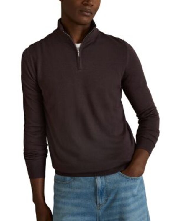 レイス メンズ アウター ニット・セーター ハーフジップ REISS Blackhall Quarter Zip Sweater Dark Bordeaux