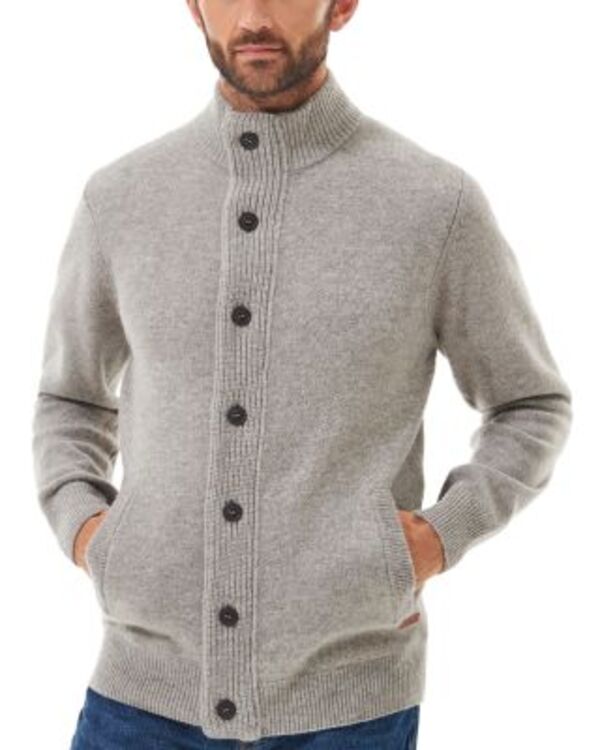 バブアー メンズ アウター ジレー Barbour Elbow Patch Cardigan Charcoal Marl 濃灰色