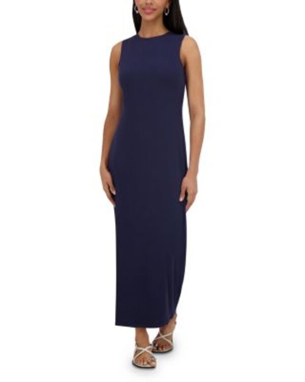 尖んがり レディース トップス 衣装 労働者の一団のど首 ノースリーブ Point Sleeveless Crewneck Straight Dress Navy 米国海軍 レディースファッション-ワンピース