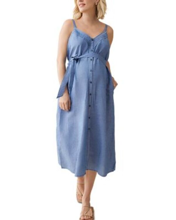 イングリッド\u0026イザベル レディース トップス 衣装 マタニティ Ingrid \u0026 Isabel Maternity Chambray Button Front Dress Chambray レディースファッション-ワンピース
