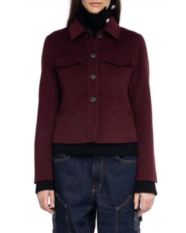 ザディグ エ ヴォルテール レディース アウター ジャケット・ブルゾン Zadig & Voltaire Liam Lainage Jacket Burgundy バーガンディ