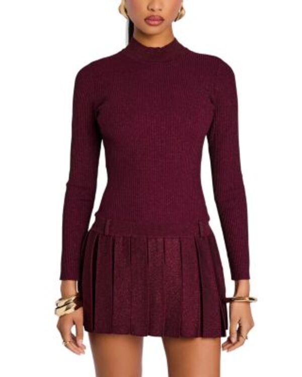レトロフェット レディース トップス ワンピース ミニット Retrofete Devika Knit Mini Dress Metallic Pinot メタリック