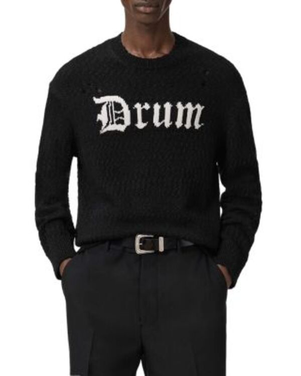 オールセインツ メンズ アウター ニット・セーター グラフィック ALLSAINTS Drum Roll Graphic Sweater Black/Chalk チョーク