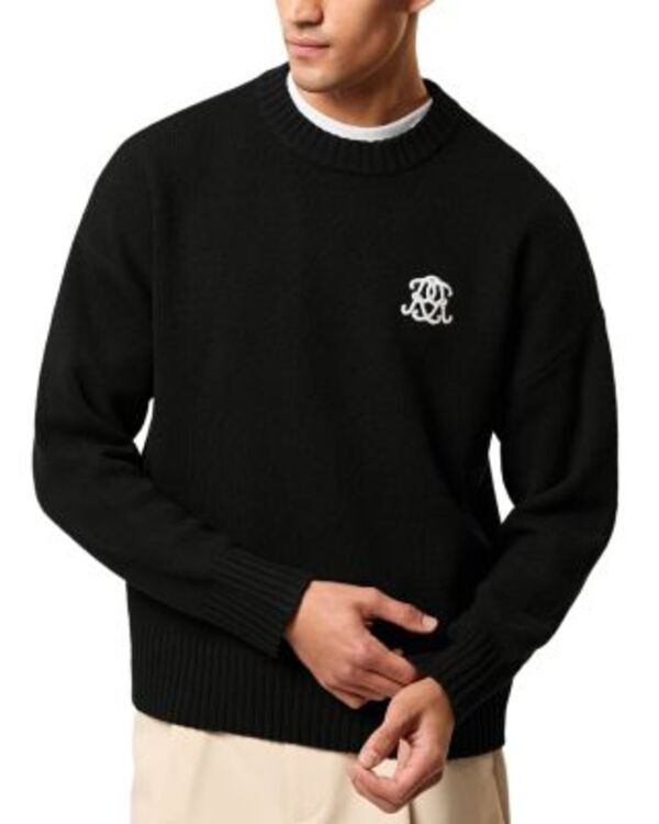レイス メンズ アウター ニット・セーター クルーネック REISS Archibald Motif Crewneck Jumper Sweater Black ブラック